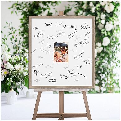 Hardwood Wedge Signature Mat Picture Frame, Photo Frame Guest Book Alternative Weddings, Graduations