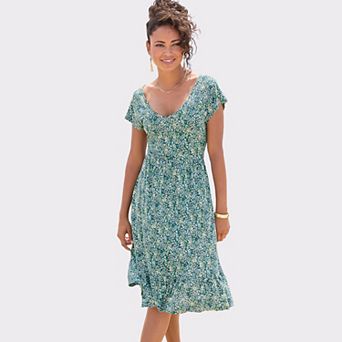 Lascana Women's V-Neck Flounce Dress