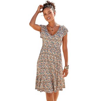 Lascana Women's V-Neck Flounce Dress