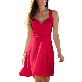 Lascana Women's Sleeveless Wrap Look Dress