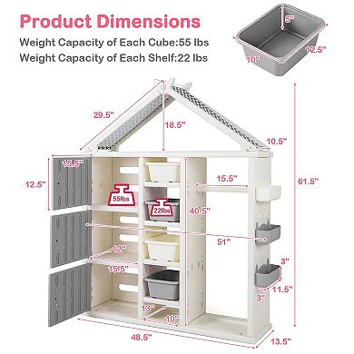 Costway Kids Costume Storage Closet Children Pretend Dresser with Storage Bins Shelves