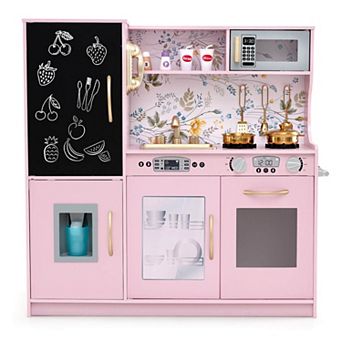 Costway Kid’s Pretend Play Kitchen Toddler Kitchen Playset with Blackboard