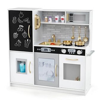 Costway Kid’s Pretend Play Kitchen Toddler Kitchen Playset with Blackboard