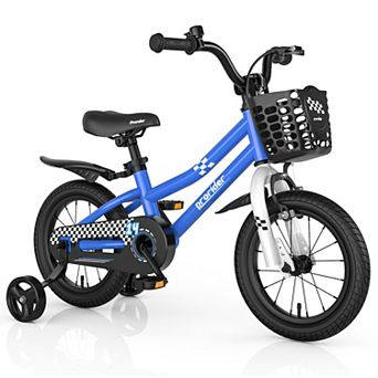 Costway 14'' Kid's Bike with Removable Training Wheels & Basket for 3-5 Years Old