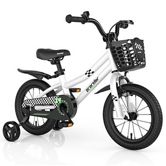 Costway 14'' Kid's Bike with Removable Training Wheels & Basket for 3-5 Years Old