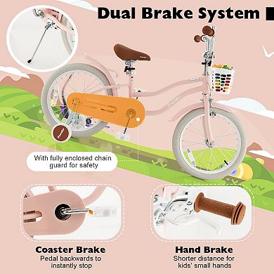 Costway 18'' Kids Bike Toddler Bicycle with Training Wheel Kickstand for 4-8 Years Old