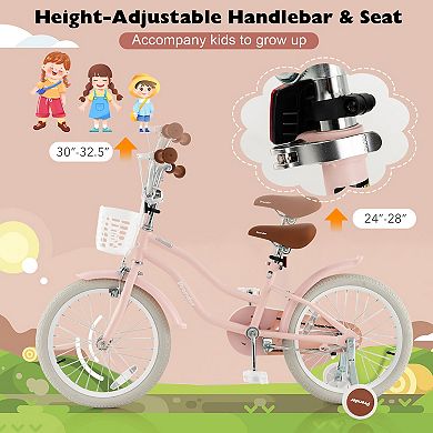 Costway 18'' Kids Bike Toddler Bicycle with Training Wheel Kickstand for 4-8 Years Old
