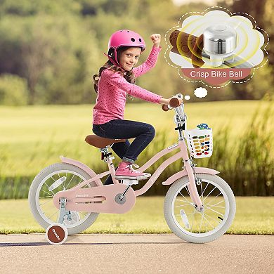 Costway 16'' Kids Bike Toddler Adjustable Bicycle with Training Wheel for 4-7 Years Old