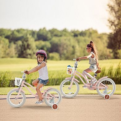 Costway 16'' Kids Bike Toddler Adjustable Bicycle with Training Wheel for 4-7 Years Old