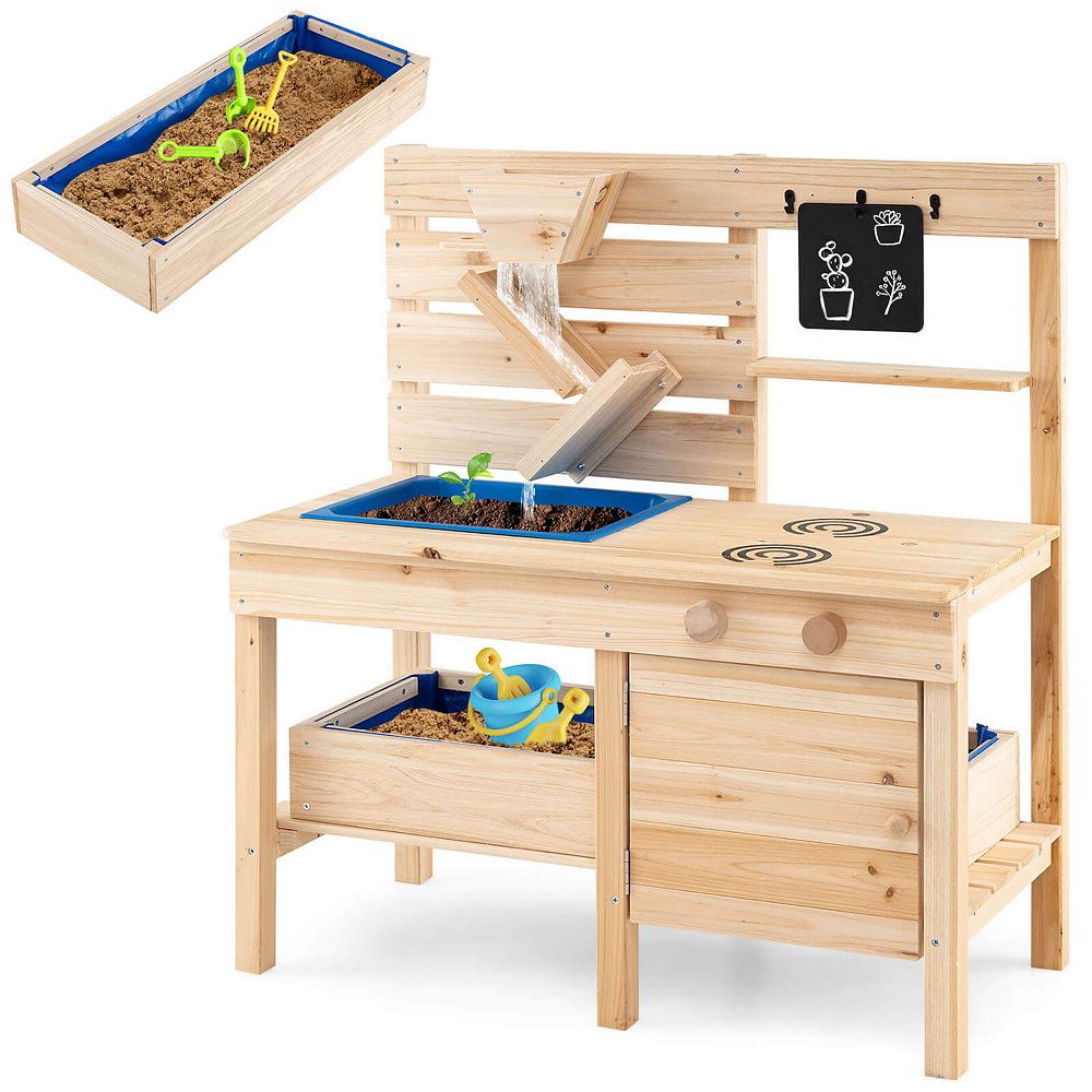 Costway Mud Kitchen with Detachable Sandbox Outdoor Play Pretend