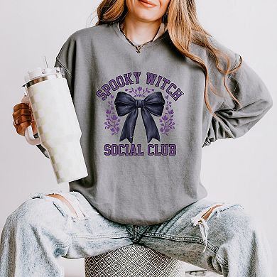 Coquette Spooky Witch Social Club - Women's Lightweight Garment Dyed Sweatshirt