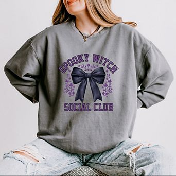 Coquette Spooky Witch Social Club - Women's Lightweight Garment Dyed Sweatshirt