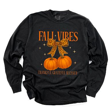 Coquette Thankful Grateful Blessed - Women's Garment Dyed Long Sleeve Graphic T-Shirt