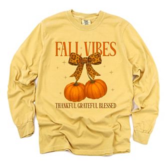 Coquette Thankful Grateful Blessed - Women's Garment Dyed Long Sleeve Graphic T-Shirt