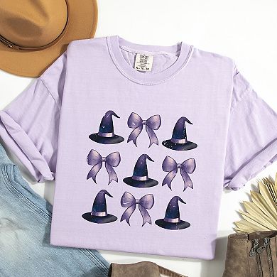 Coquette Witch Hat Collage - Women's Garment Dyed Graphic T-Shirt