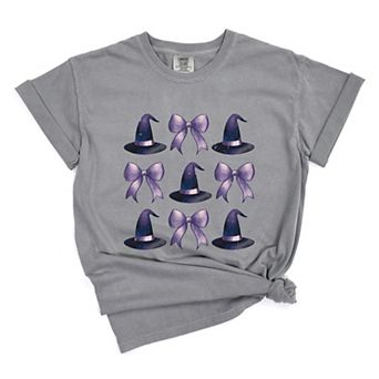 Coquette Witch Hat Collage - Women's Garment Dyed Graphic T-Shirt