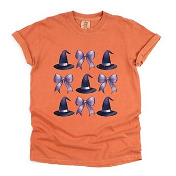 Coquette Witch Hat Collage - Women's Garment Dyed Graphic T-Shirt