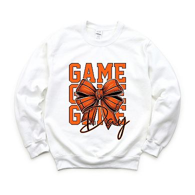 Coquette Basketball Bow Game Day Stacked - Women's Graphic Sweatshirt
