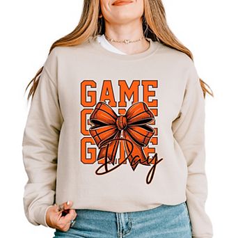 Coquette Basketball Bow Game Day Stacked - Women's Graphic Sweatshirt