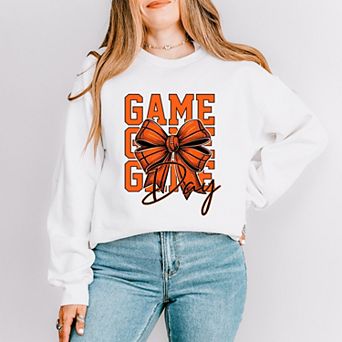 Coquette Basketball Bow Game Day Stacked - Women's Graphic Sweatshirt