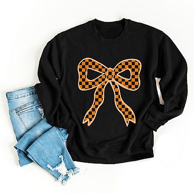 Coquette Orange Checker Bow - Women's Graphic Sweatshirt