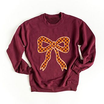 Coquette Orange Checker Bow - Women's Graphic Sweatshirt