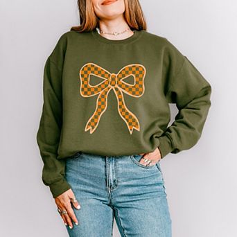 Coquette Orange Checker Bow - Women's Graphic Sweatshirt