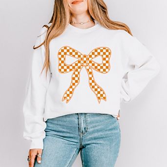 Coquette Orange Checker Bow - Women's Graphic Sweatshirt