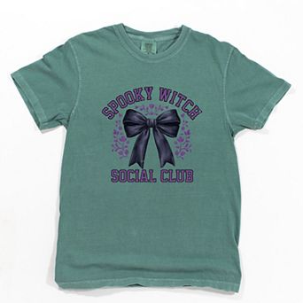 Coquette Spooky Witch Social Club - Women's Garment Dyed Graphic T-Shirt