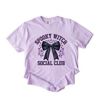 Coquette Spooky Witch Social Club - Women's Garment Dyed Graphic T-Shirt