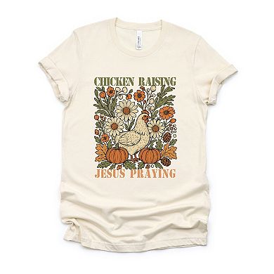Chicken Raising Jesus Praying - Women's Short Sleeve Graphic T-Shirt