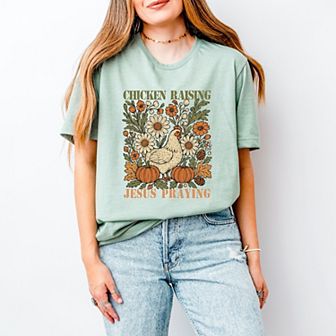 Chicken Raising Jesus Praying - Women's Short Sleeve Graphic T-Shirt
