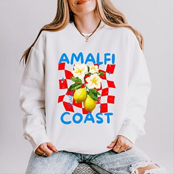 Amalfi Coast Red Checkerboard - Women's Lightweight Garment Dyed Sweatshirt
