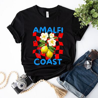 Amalfi Coast Red Checkerboard - Women's Short Sleeve Graphic T-Shirt
