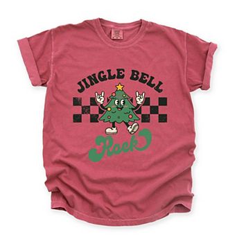 Jingle Bell Rock Checkered Tree - Womens Garment Dyed Tee