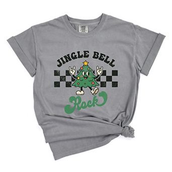 Jingle Bell Rock Checkered Tree - Womens Garment Dyed Tee