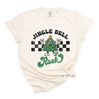 Jingle Bell Rock Checkered Tree - Womens Garment Dyed Tee