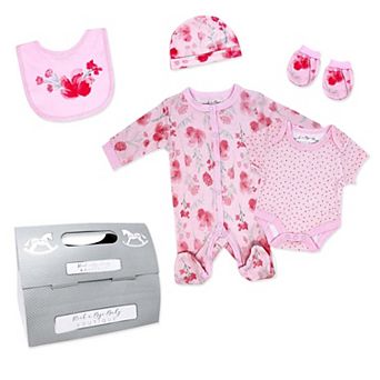 Baby Girls Watercolor Floral 5 pc Layette Gift Set