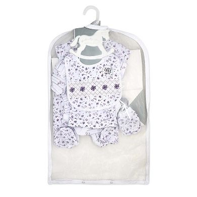 Baby Girls Purple Flower 5 Pc Layette Gift Set