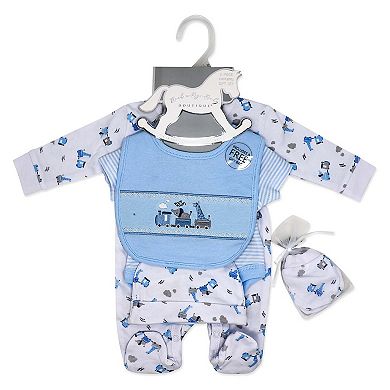 Baby Boys Zoo Train 5 Pc Layette Gift Set