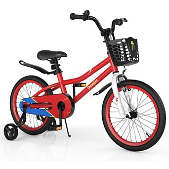 Costway 18'' Kid's Bike with Removable Training Wheels & Basket for 4-8 Years Old