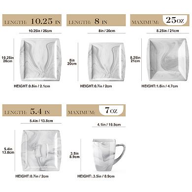 30-piece Porcelain Dinnerware Set for 6, incl. Dinner-, Dessert-, Soup Plate, Coffee Cup, Saucer