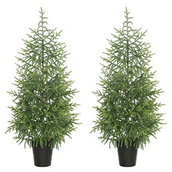 HOMCOM Set of 2 Christmas Tree, 4 ft Norflok Pine Xmas Tree with 133 Tips