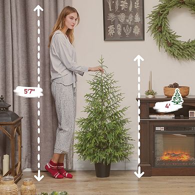 HOMCOM Set of 2 Christmas Tree, 4 ft Norflok Pine Xmas Tree with 133 Tips