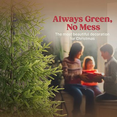HOMCOM Set of 2 Christmas Tree, 4 ft Norflok Pine Xmas Tree with 133 Tips