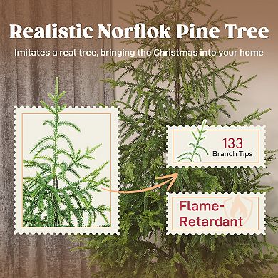 HOMCOM Set of 2 Christmas Tree, 4 ft Norflok Pine Xmas Tree with 133 Tips
