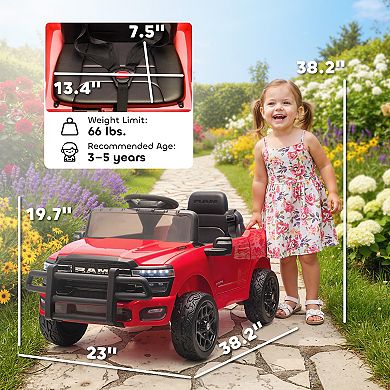 Qaba 12V Licensed Dodge RAM 3500 Kids Ride on Car with Dual Motors
