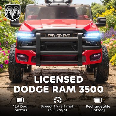 Qaba 12V Licensed Dodge RAM 3500 Kids Ride on Car with Dual Motors