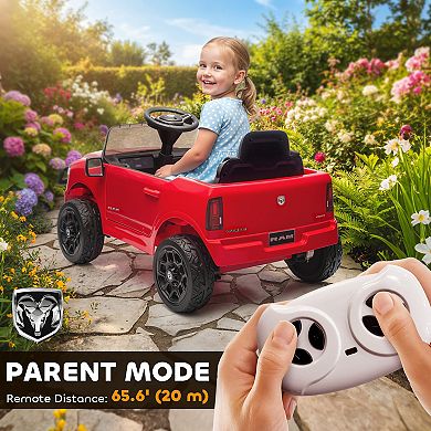 Qaba 12V Licensed Dodge RAM 3500 Kids Ride on Car with Dual Motors