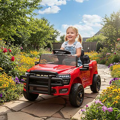 Qaba 12V Licensed Dodge RAM 3500 Kids Ride on Car with Dual Motors